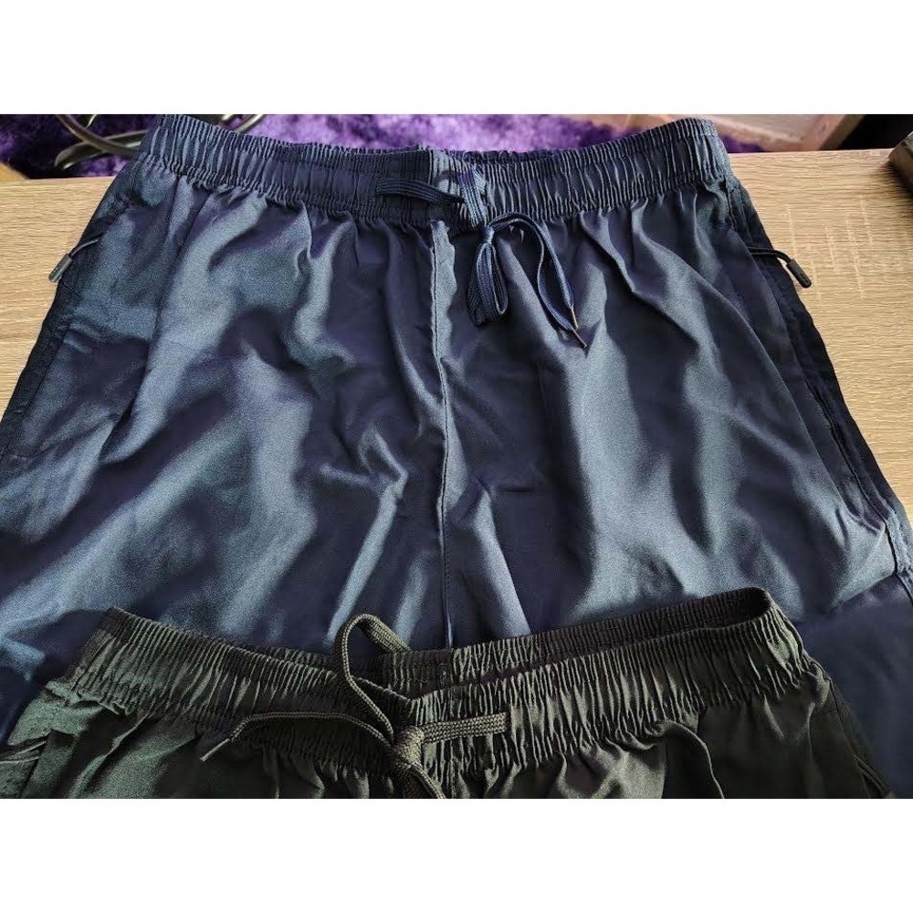 Men's Athletic Shorts Elastic Waist Drawstring Pockets Size S set of 2 blk&bl - Picture 3 of 7